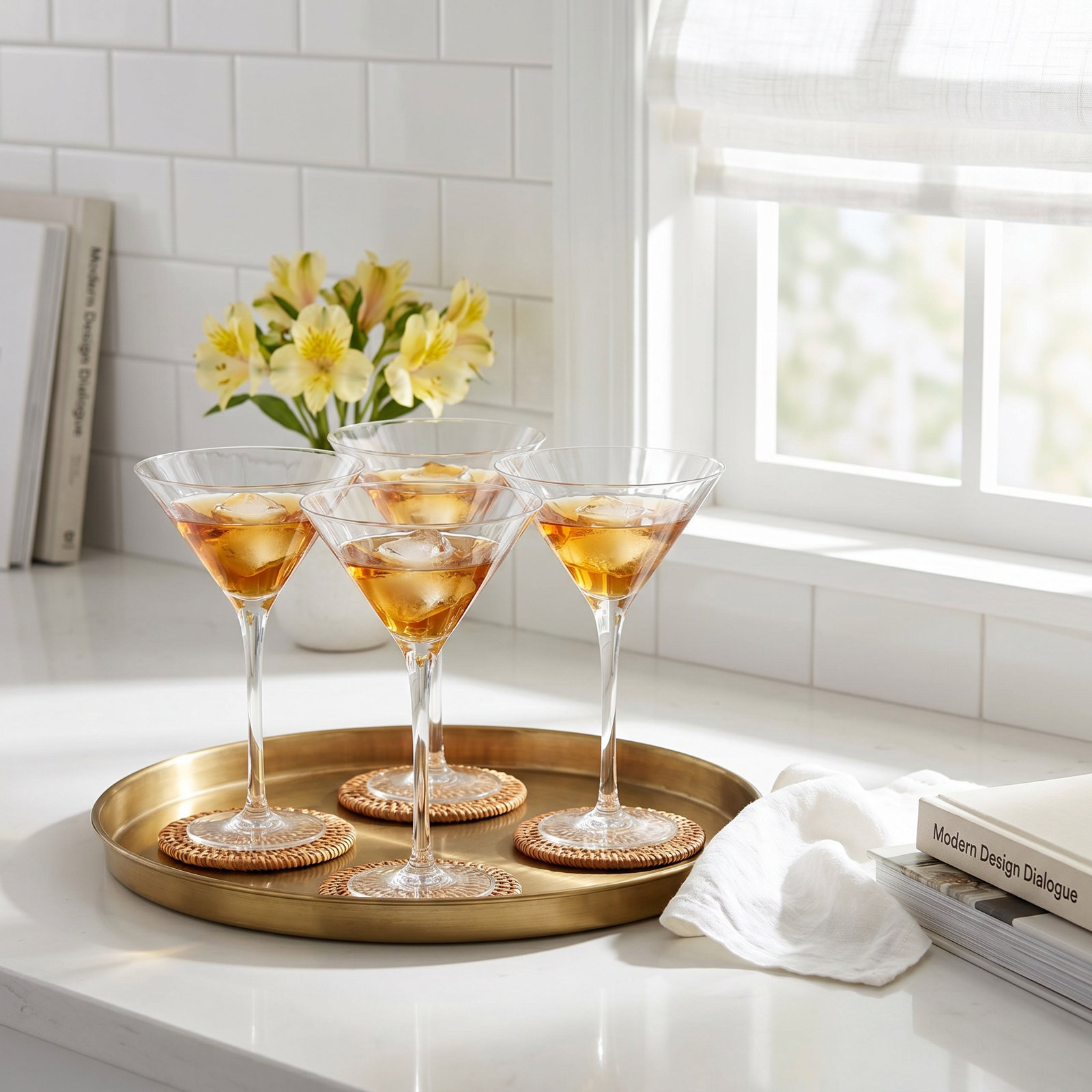 Boulder Ribbed Martini Glass, Clear