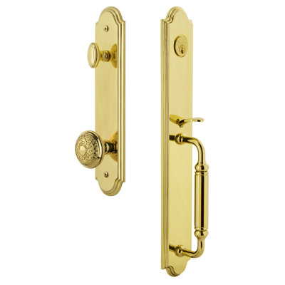 Arc One-Piece Handleset with Single Cylinder Deadbolt and C Grip with Windsor Knob