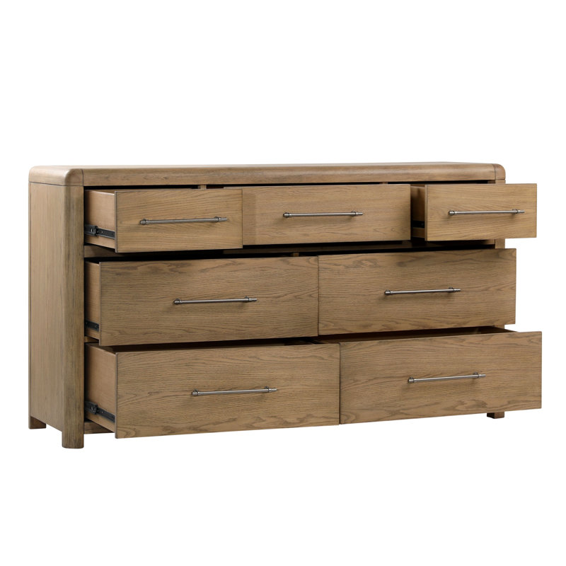 Tricia 7-Drawer Rubberwood Dresser, Natural