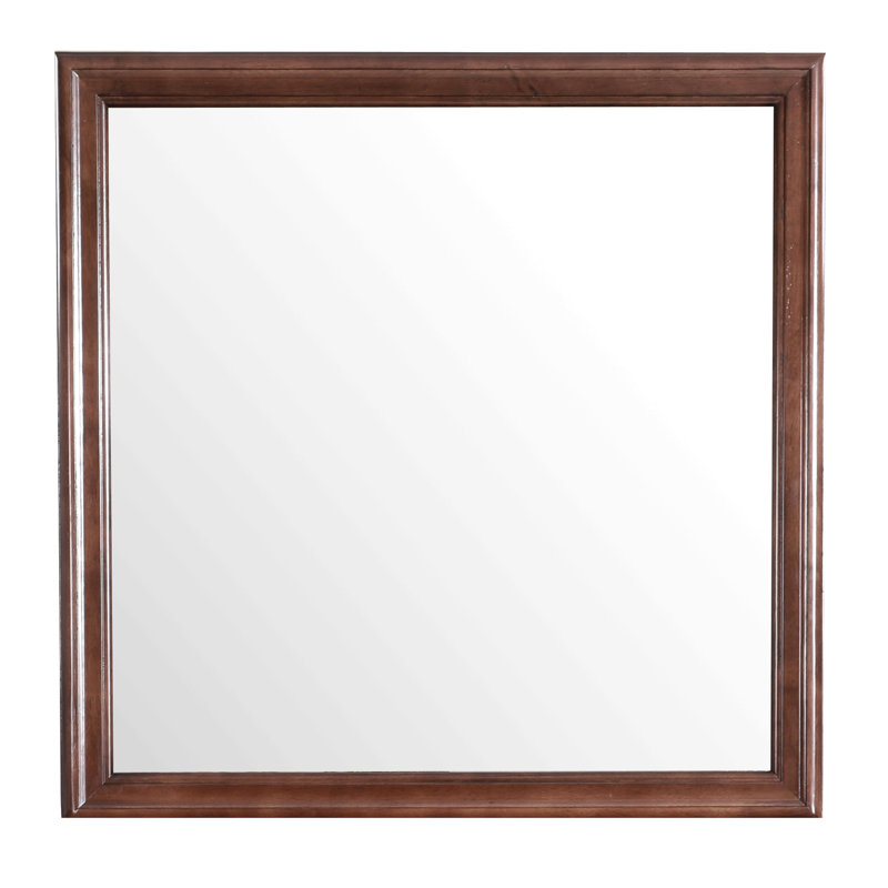 Mirror For Bathroom Bedroom, Cappuccino, Square, Beige, 38" x 38"