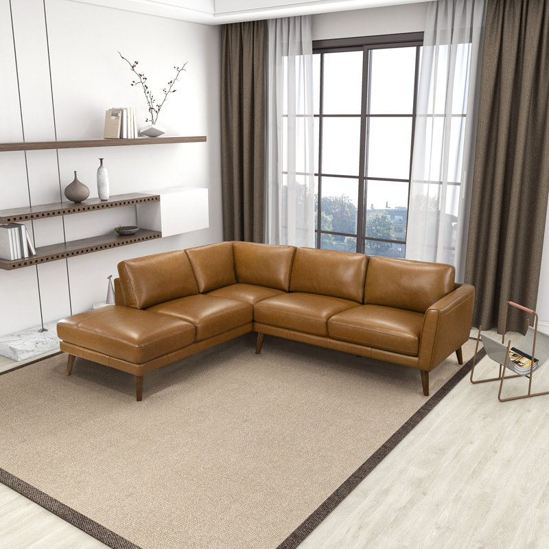 Canapé modulaire en cuir brun clair Benson