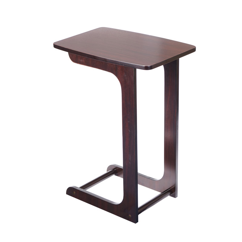 Cafferata C-Shaped Wooden End Table, Dark Brown