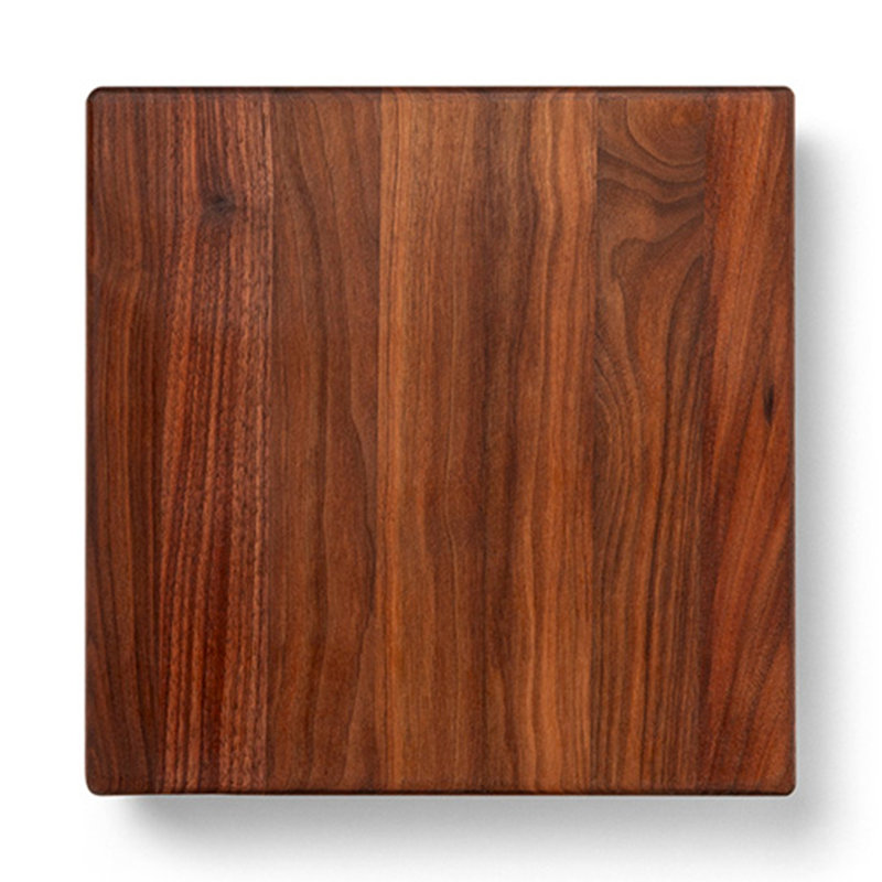 Gift 1.5" Edge Grain Walnut 12" Square Cutting Board with Wood Feet, 12" W x 12" L