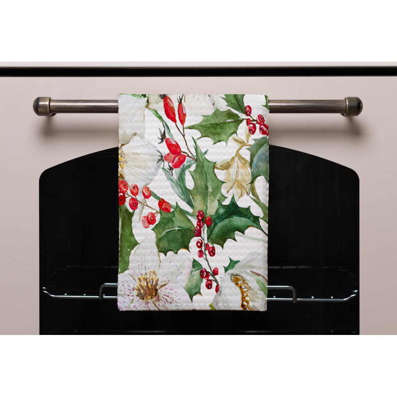 Cotton Floral Waffle Kitchen Towel