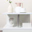 Table de bout moderne 20 po, table d'appoint en forme de S avec tablette de rangement et poteaux en acier, blanc-431826660-528570991