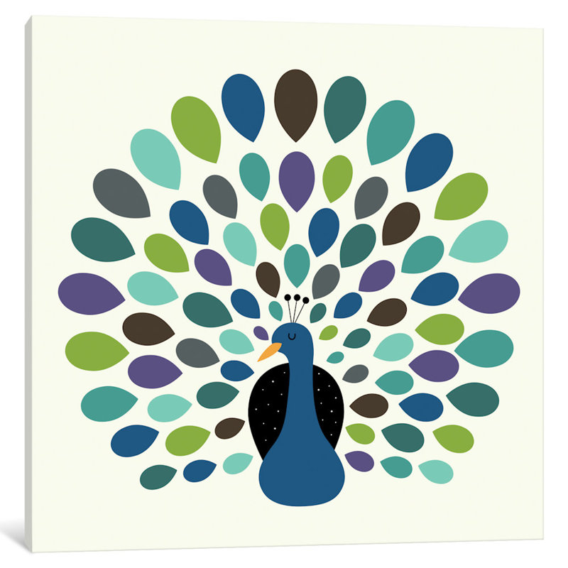 « peacock time »-impression sur toile, H 12 po x l 12 po x P 0,75 po, Toile