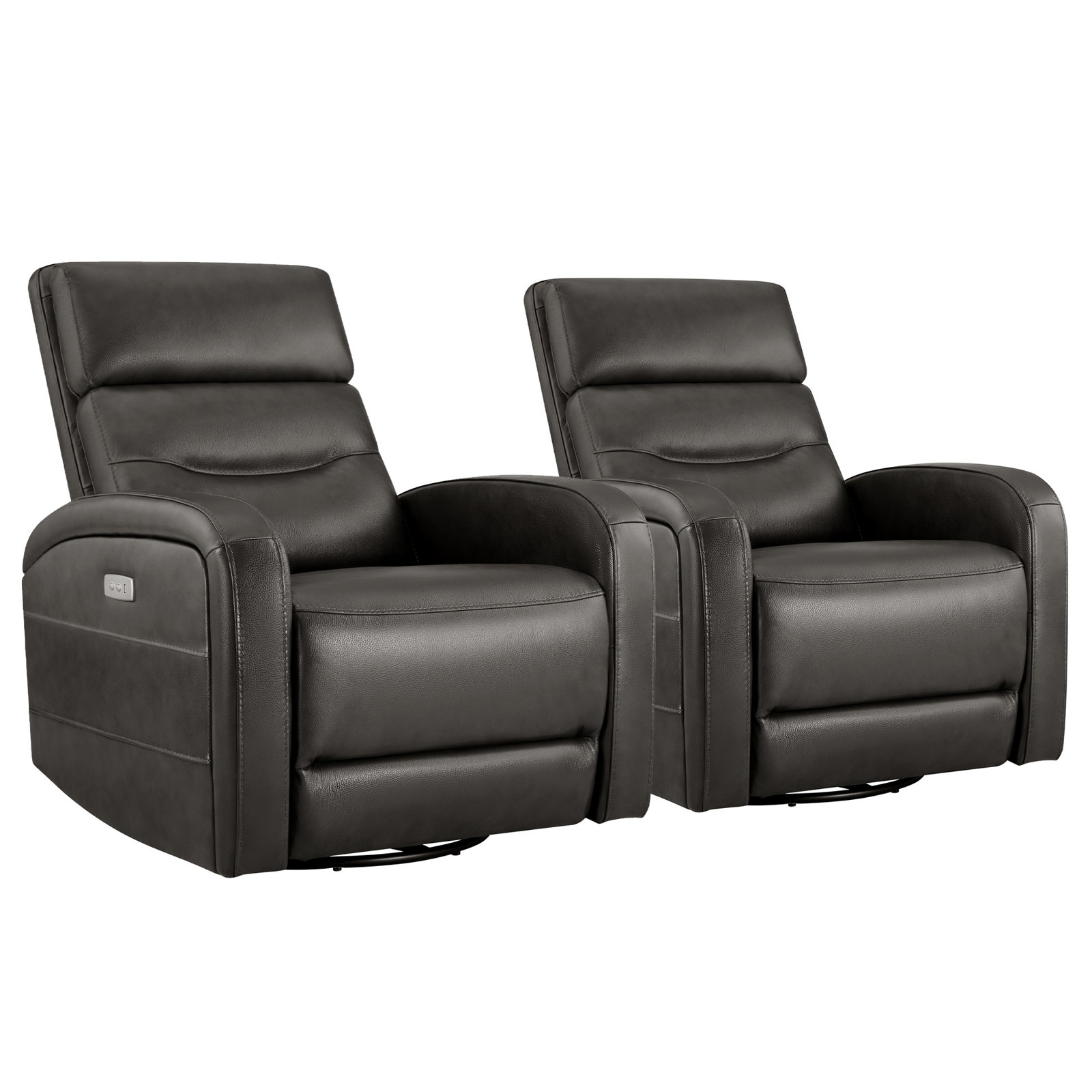 Ramesh Wyat Sia Geniune Leather Swivel Power Recliner, Black
