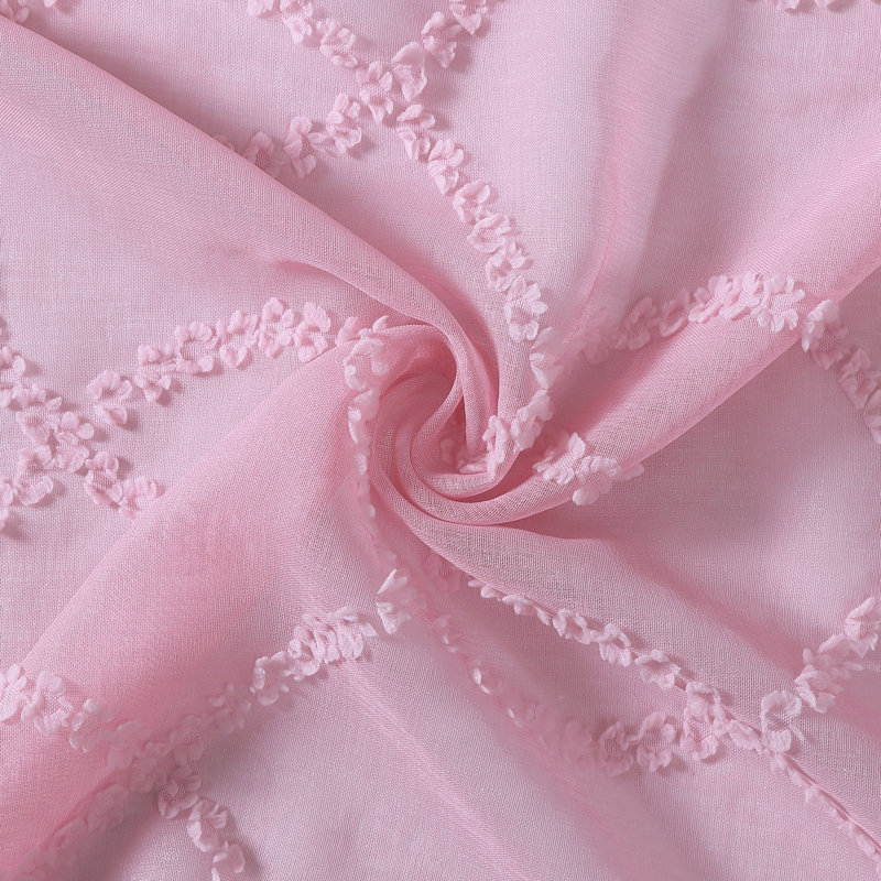 Juvenile Geometric Sheer Rod Pocket Curtain Panels, Pink