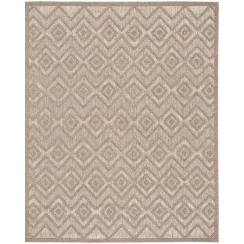 Foundry Select Versatile Diamond Natural Beige Indoor/Outdoor Area Rug, Rectangle 8' x 10'