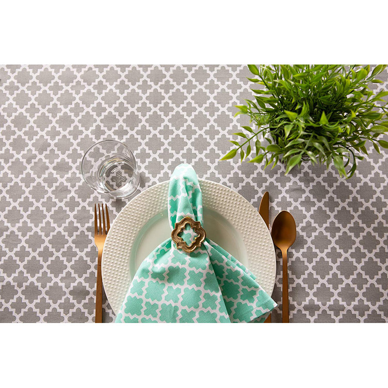 Trung Lattice Tablecloth, 120" x 60", Gray