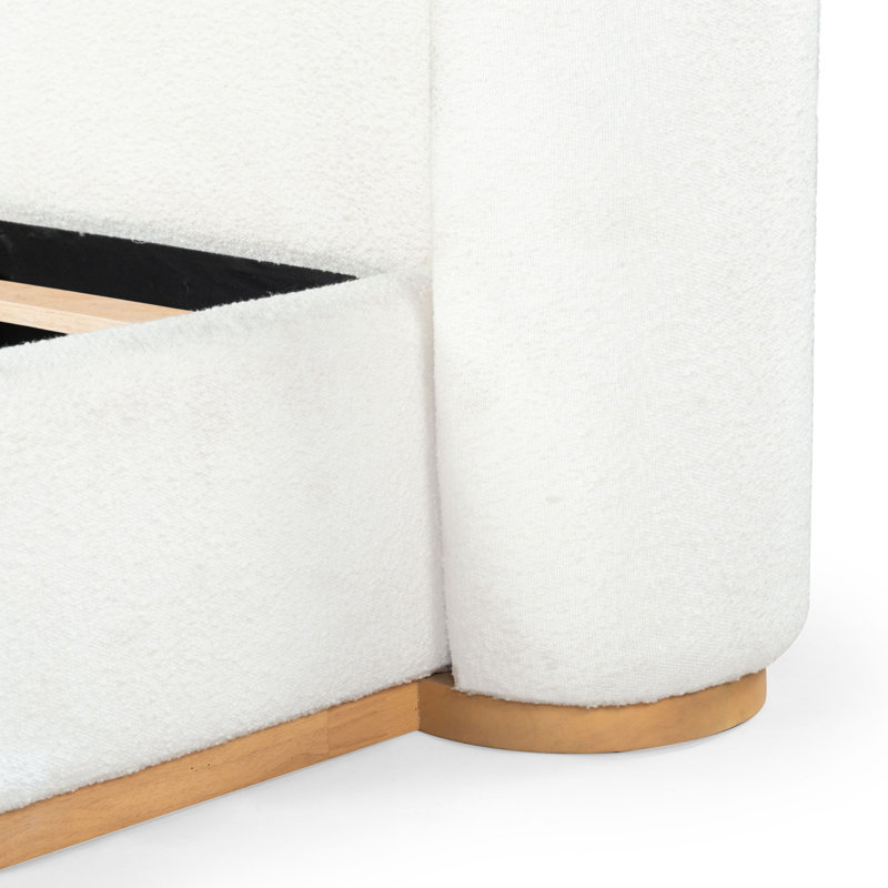 Martynia Boucle King Bed, Ivory, Queen