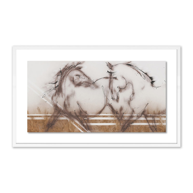 Two Horses Print by Donna Bernstein, White, 24" H x 40" W x 2.5" D