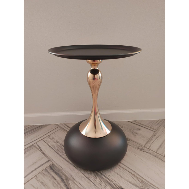 Modern Corner Accent Table Metal Round Unique End Tables Side Table, Black/Gold