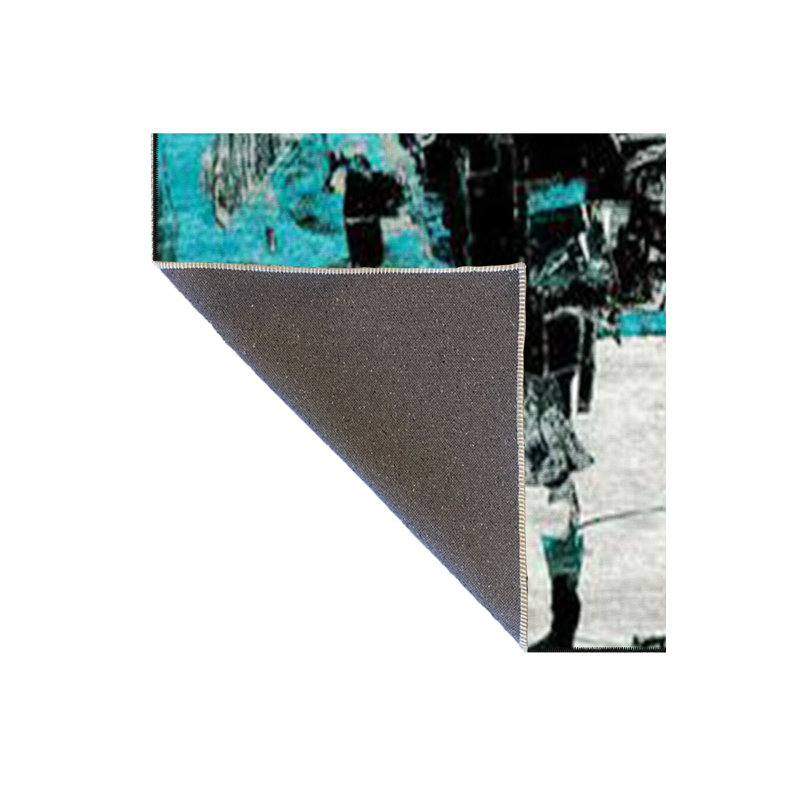Tapis décoratif moderne bleu pastel, Rond 3 pi 3 po 