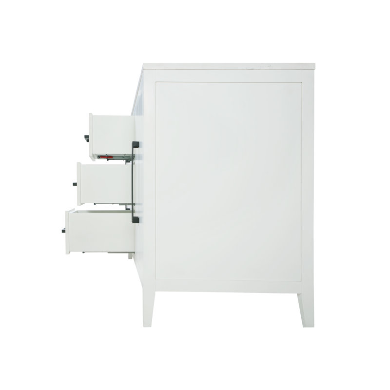 Adrienne 60" Double Bathroom Vanity with Quartz Top, White