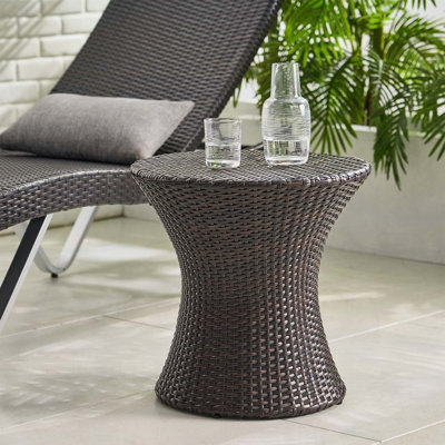 Wicker End Table,No Glass Top,Durable and Space-Saving