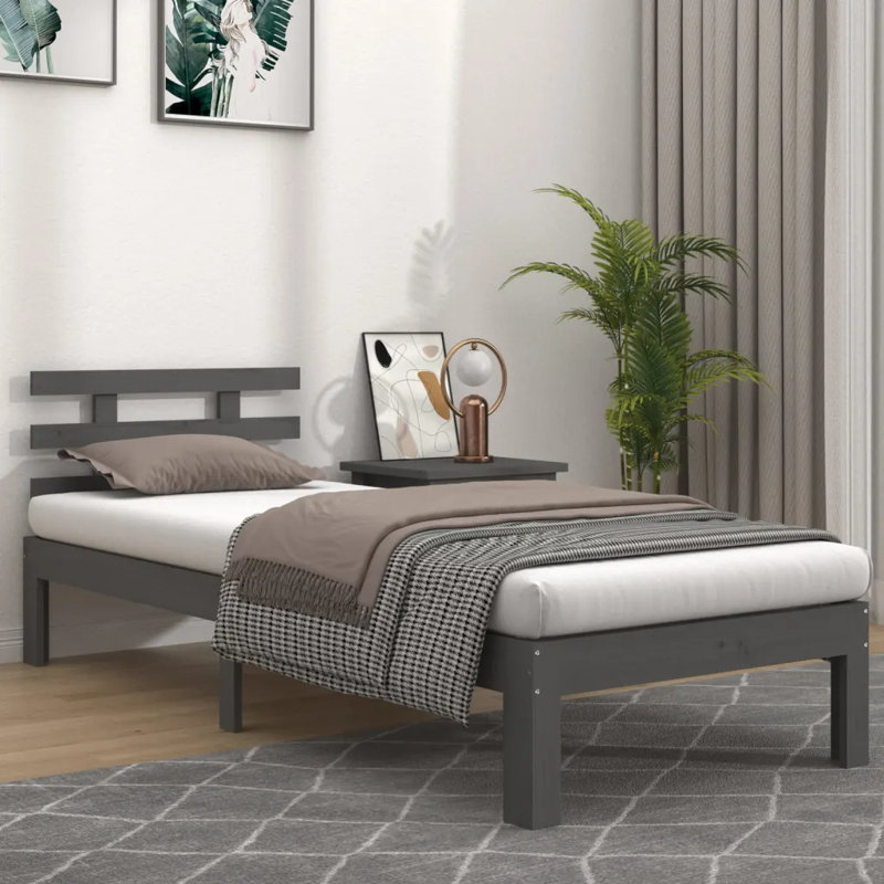 Bed Frame Solid Wood, Natural, Single (3')