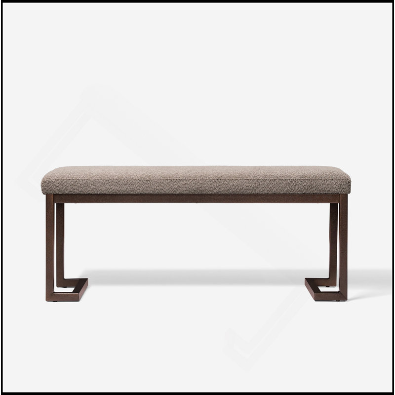 Modern Upholstered Bench with Metal Frame, 48 Inch Indoor Bench for Entryway, Hallway, Living Room, Dining Room, Bedroom, Modern & Decorative - Gray, Tungsten Gray Boucle 