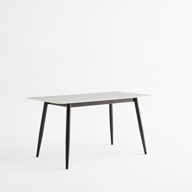 Grande table rectangulaire avec base en métal solide et table de salle à manger moderne en pierre