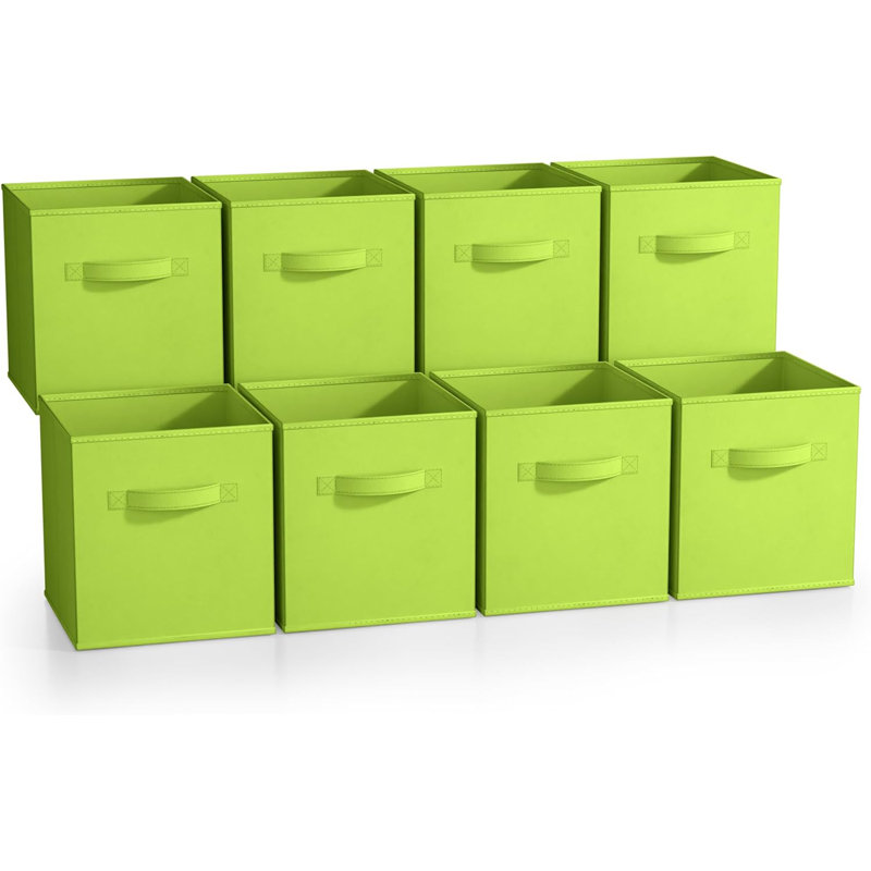 8 Pack 11" Foldable Storage Cubes with Handles, Green
