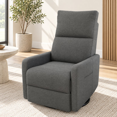 Fauteuil inclinable électrique berçant en velours gris foncé avec dossier capitonné pour le salon et les sièges de cinéma