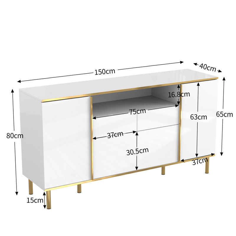 Aday 150cm Sideboard, White