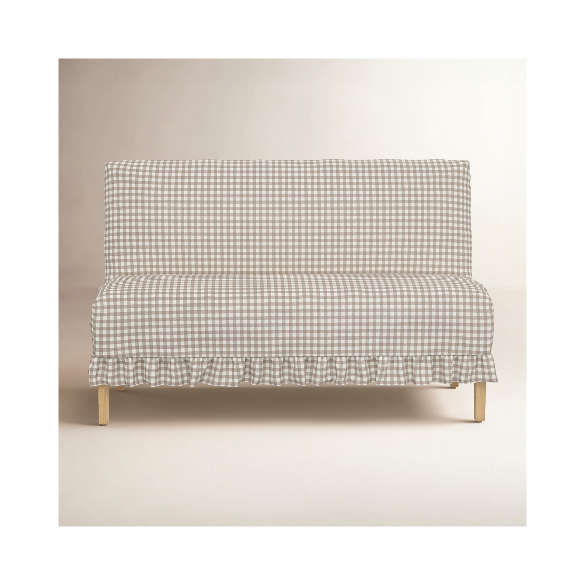 Maggie Slipcover Dining Banquette, Classic Gingham Tan