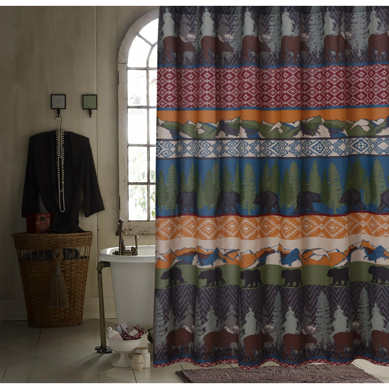 Rideau de douche Green Bear Home Fashions Black Bear Lodge, 72 x 72 po