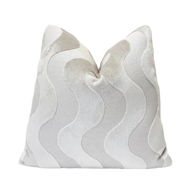 Housse de coussin Wavy, Blanc, 22 x 22 po