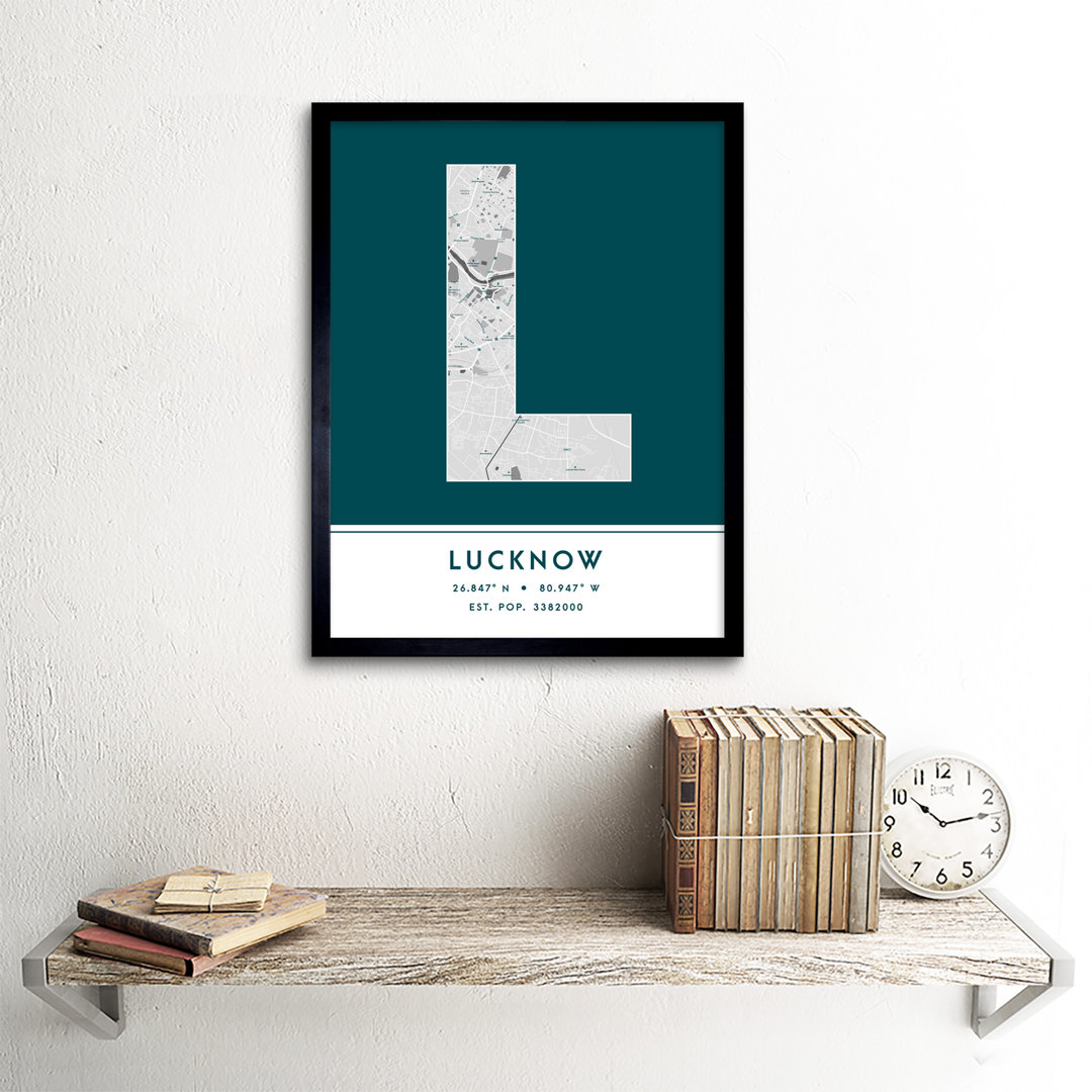 Lucknow India City Map by Wee Blue Coo - Single Picture Frame Typography