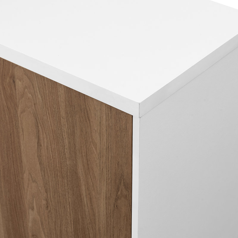Buffet de 60 po de largeur Eskew, Blanc uni / chêne anglais