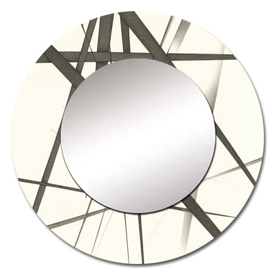 Minimalist Black and White IV - Abstract Shapes Unique Wall Mirror, Modern Round Mirror, Printed Metal Art