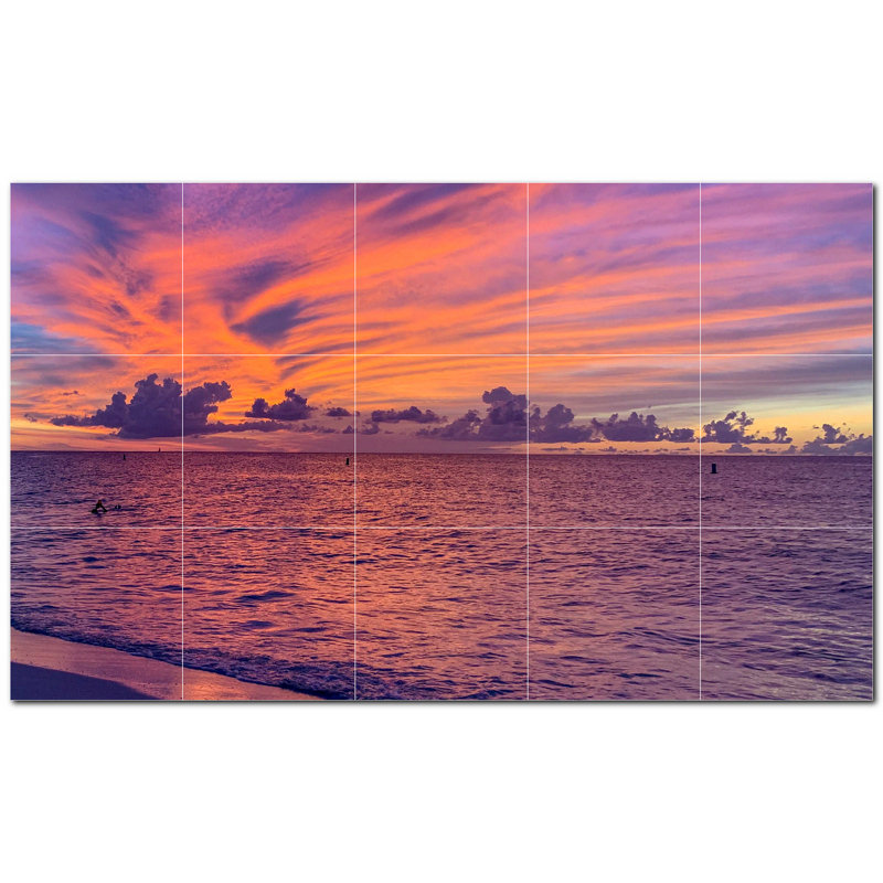 Murale décorative en céramique 12 po x 12 po Sunset