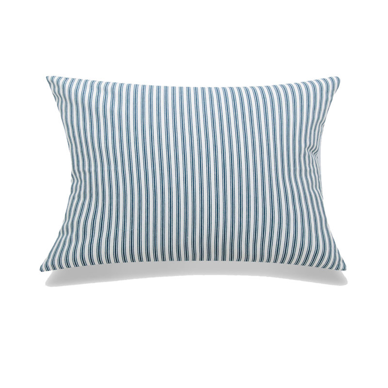 Michael Penny Ticking Pillow Cover & Insert, Square 22", Pillow Cover Only - No Insert, Navy Striped