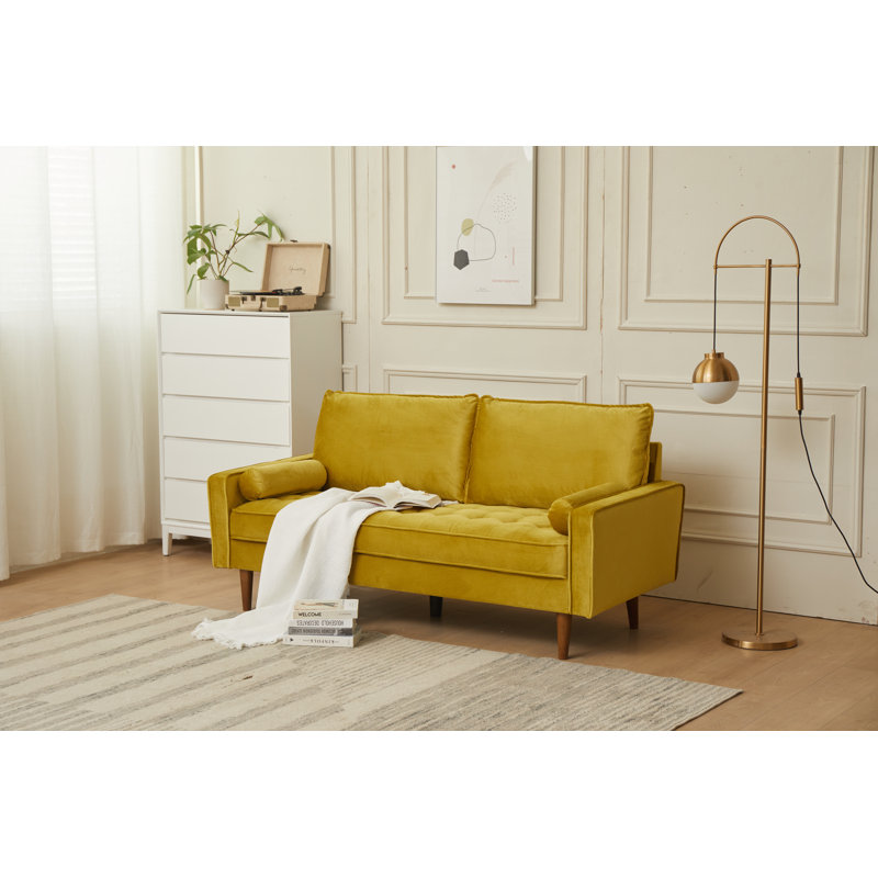 Causeuse rembourrée Mearline, Velours jaune