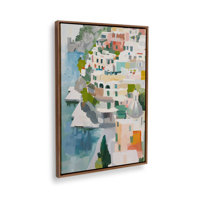 Coastal Village Glow IV, Noyer, H 19 po x l 13 po, Toile avec cadre