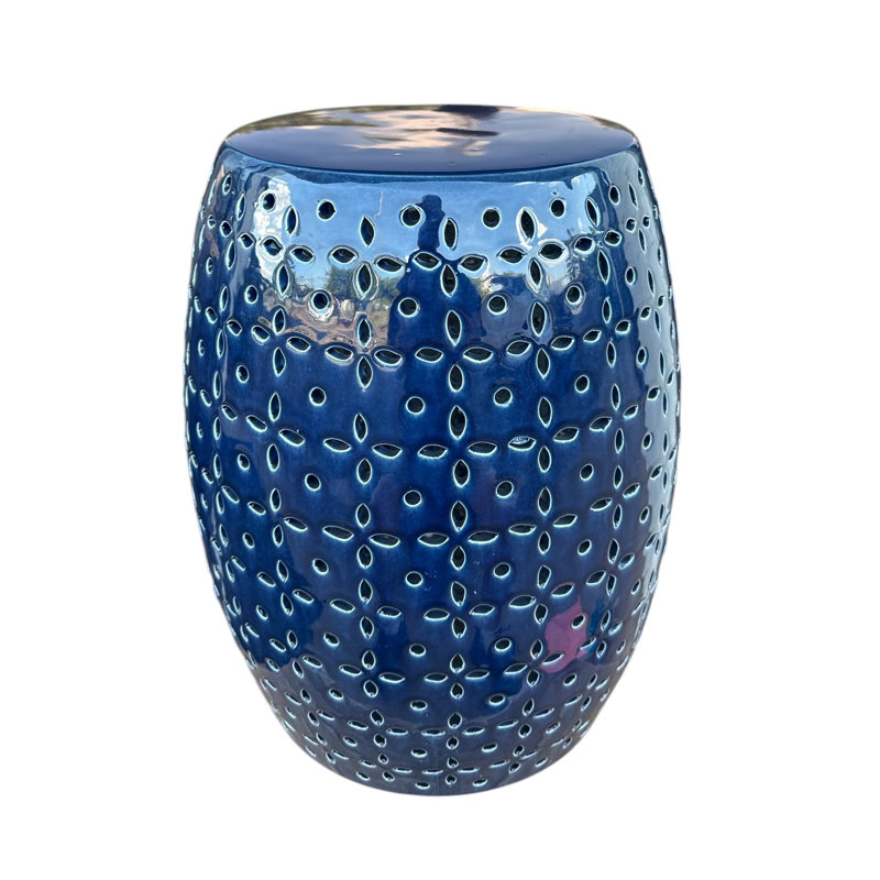 Lovell Ceramic Accent Stool, Blue