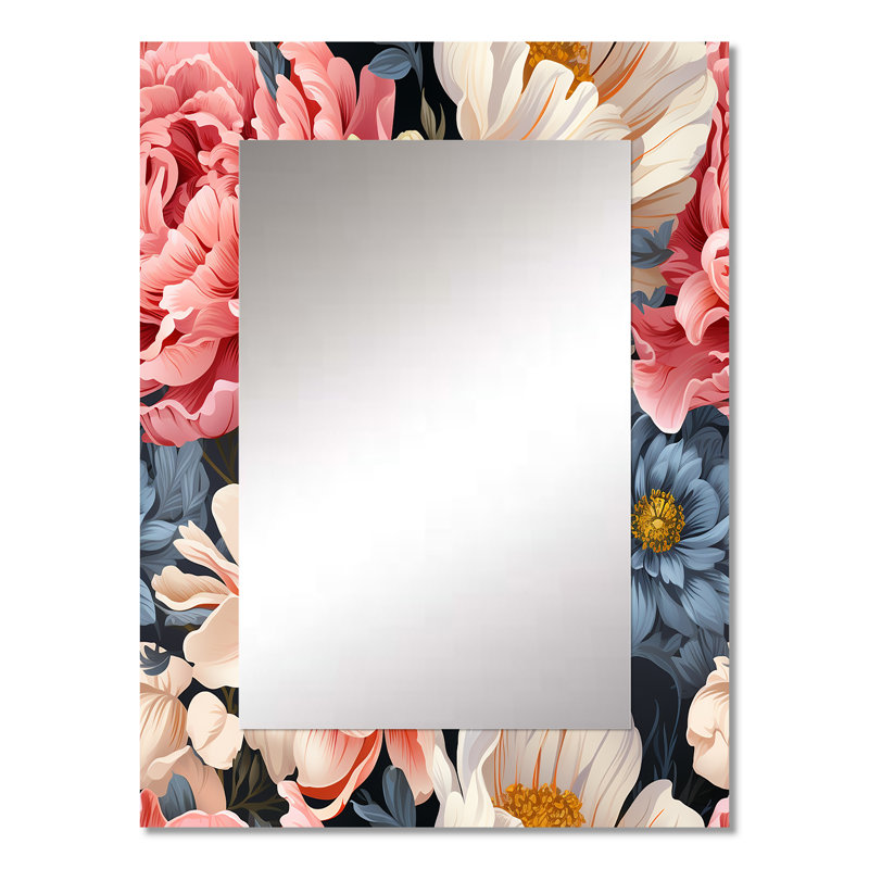 Motif floral français français - miroir floral, miroir mural décoratif floral, impression d'art en métal, 32 po x 24 po