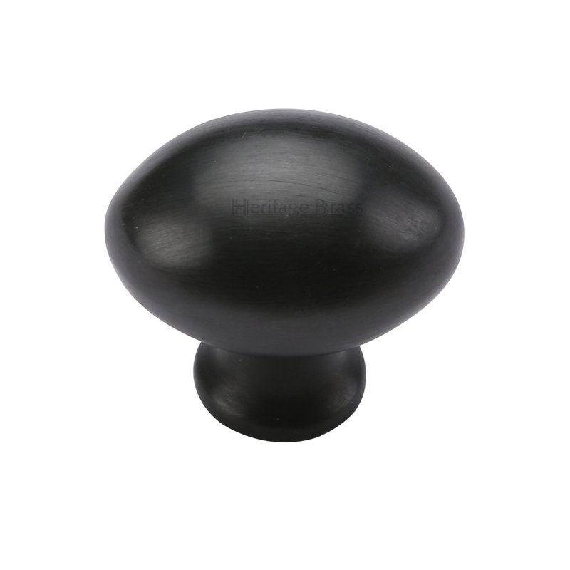 Heritage Brass Heritage Cabinet Knob Oval Design, Matt Black, 3.2cm