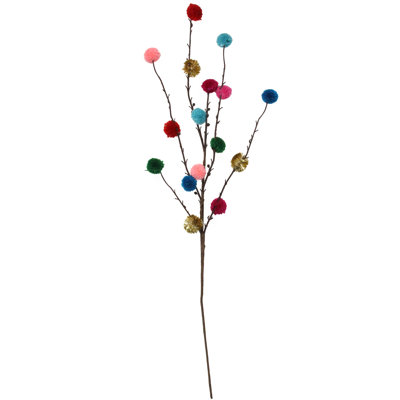 Vaporisateur de Noël bohémien à pom pom multicolore 29 po