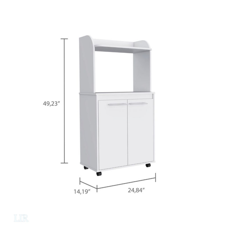 Garde-manger à 1 tablette et 2 portes blanc, tablette pour micro-ondes H 15,70 po x l 23,34 po
