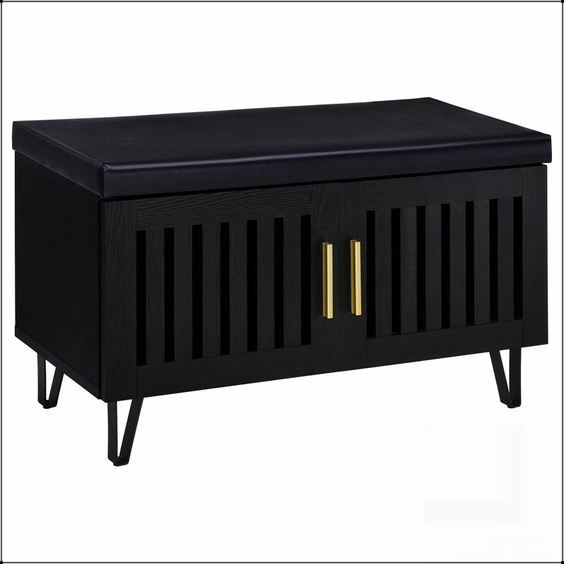 Banc de rangement 2 portes, Noir
