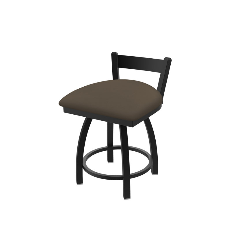 Tabouret de coiffeuse à dossier bas 18 po Catalina, Vinyle - Terre Canter, Noir froissé