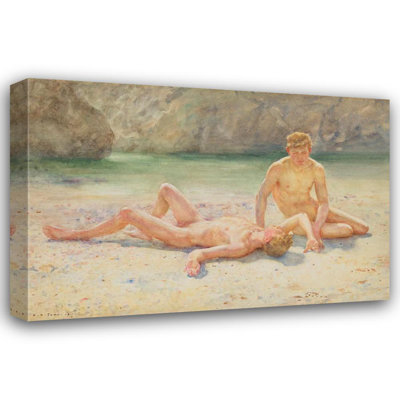 "Bathing Group" by  Henry Scott Tuke - Gallery Wrap Canvas Wall Art