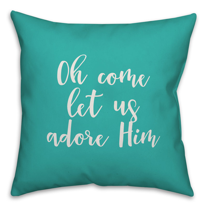  Oreiller Oh Come Let Adore him, Bleu sarcelle, Coussin décoratif