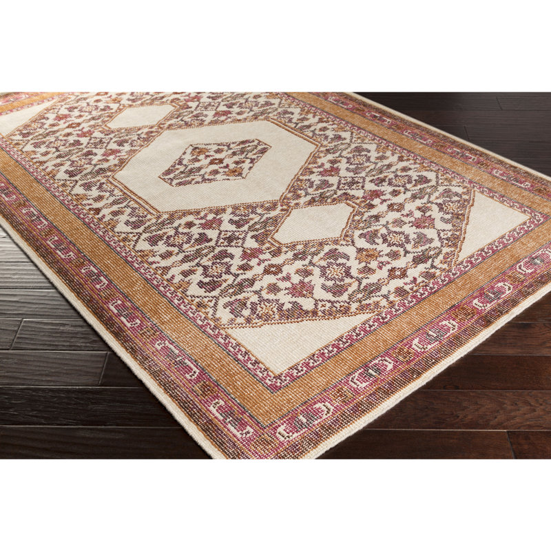 Tapis orange en laine noué à la main Elsea, Rectangle 2 pi x 3 pi