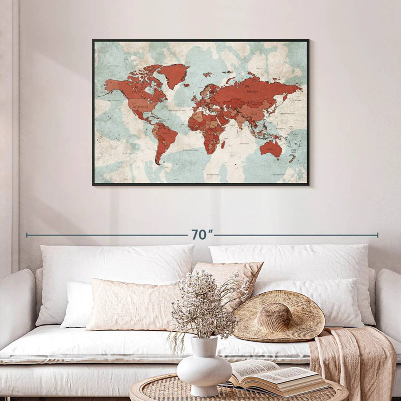 Keiri Aged World Map XII, 29" H x 43" W