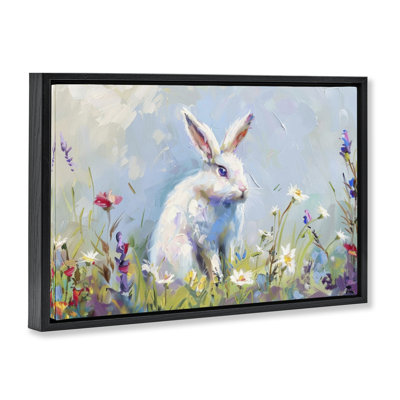 Bunny In Spring Meadow Floating Frame, design by LSR Design Studio