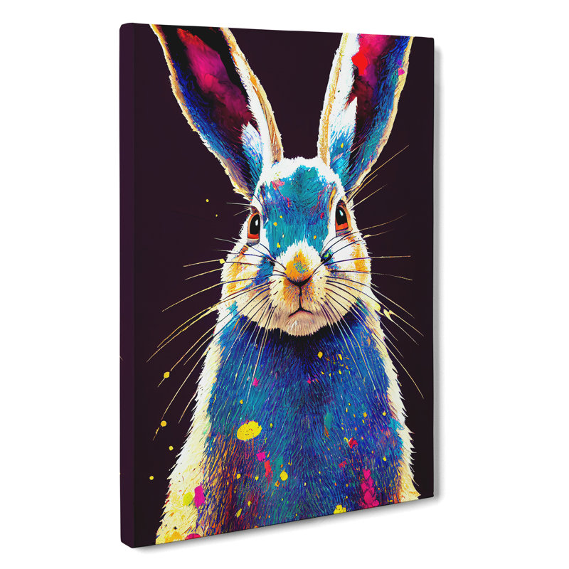Painted Hare No.2 Abstract - Wrapped Canvas, 60cm H x 40cm W x 3cm D