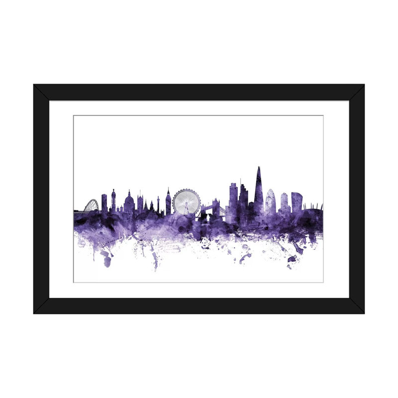 «London, England Skyline I» par Michael Tompsett, impression sur toile tendue, H 24 po x l 32 po x P 1 po, Blanc